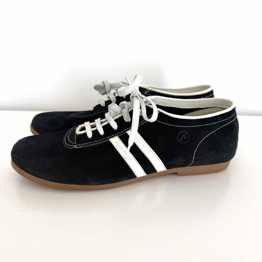 Vintage Bronx Size 39 / US 9 Black Suede Lace Up Sneaker‎ Stripes